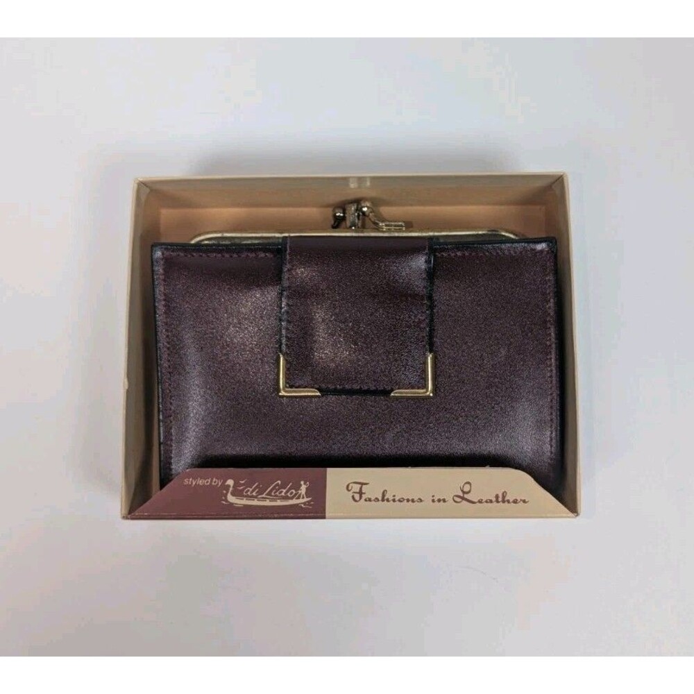 Vintage DiLido Genuine Leather Wallet Kiss Lock Coin Purse Oxblood Clutch